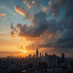 Fototapeta premium sunset over the city