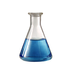 [Transparent Background PNG]Transparent Glass Erlenmeyer Flask with Blue Liquid