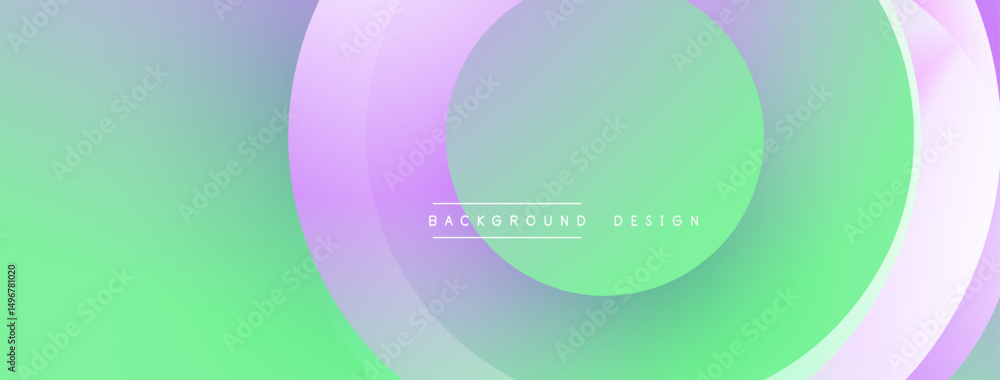 Poster abstract gradient circles overlap. light green, purple hues create modern background design. minimal