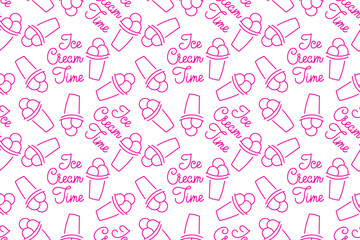 Pattern featuring ice cream cones and playful text celebrating dessert enjoyment