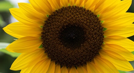 Obraz premium 鮮やか黄金色 ひまわり 大輪 花びら 太陽光輝く. AI Generated