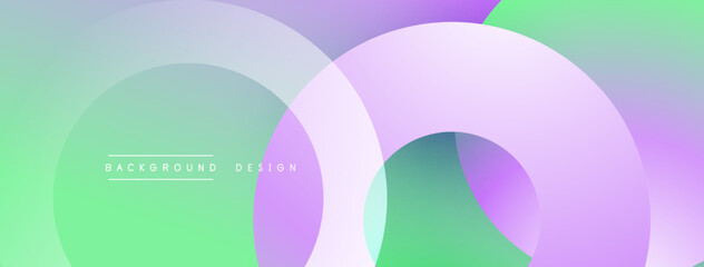 Abstract circles overlap, creating soft gradients. Pastel hues dominate design, evoking calm atmosphere. Minimalist aesthetic, modern feel.