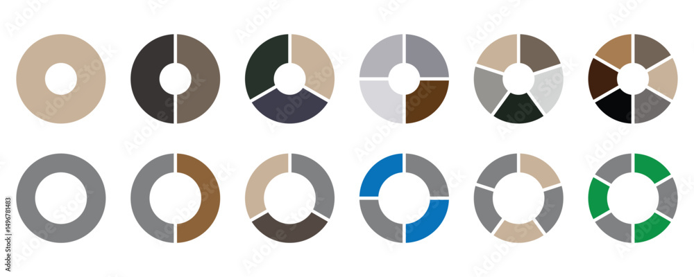 Poster pie chart circle division infographic set. circle section graph. 1 to 6 segment infographic. wheel r