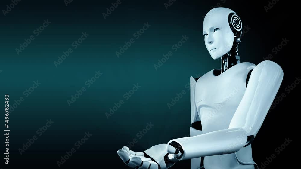 Poster future financial technology controll by ai robot huminoid uses machine learning and artificial intel