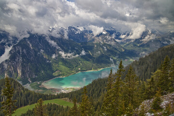 Achensee, Tyrol, Austria southern part, view from the mountain station of the Rofan cable car