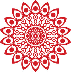 Ornamental Red Mandala with Curved Petals