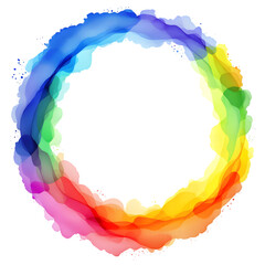 A colorful watercolor ring with rainbow gradient on a transparent background