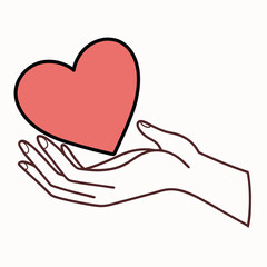 Heart in hand vector icon on white background. Adobe Illustrator Artwork