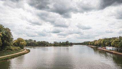 Mittelland Canal near Bramsche, junction with branch canal towards Osnabrück