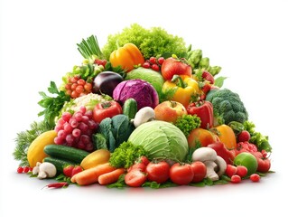 Vibrant heap of fresh fruits and vegetables