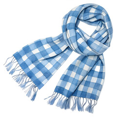 Obraz premium Watercolor Blue checked scarf illustration on transparent background isolated on transparent background