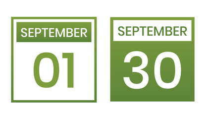 green color daily calendar editable vector file, calendar september with shape editable date