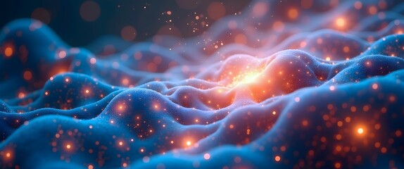 Obraz premium Machine learning tech: Neural network creating digital illusion and hallucinated perception like a tech brain. Abstract Dreamlike Network of Learning and Generating Waves