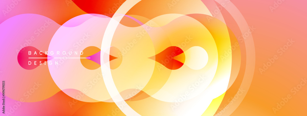 Aufkleber Abstract colorful layers create dynamic gradient effect. Circles overlap, forming bright visual composition. Warm tones dominate design.