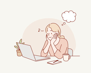 Business Professional Enjoying Success at Work. Hand drawn style vector design illustrations.