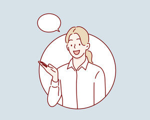 Office Worker Assisting Colleague with Information. Hand drawn style vector design illustrations.