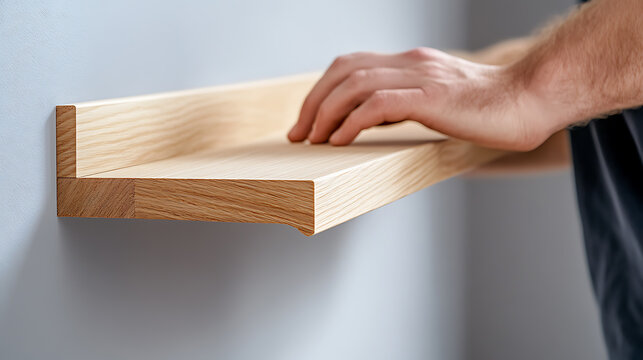 Hand Installing a Wooden Floating Shelf