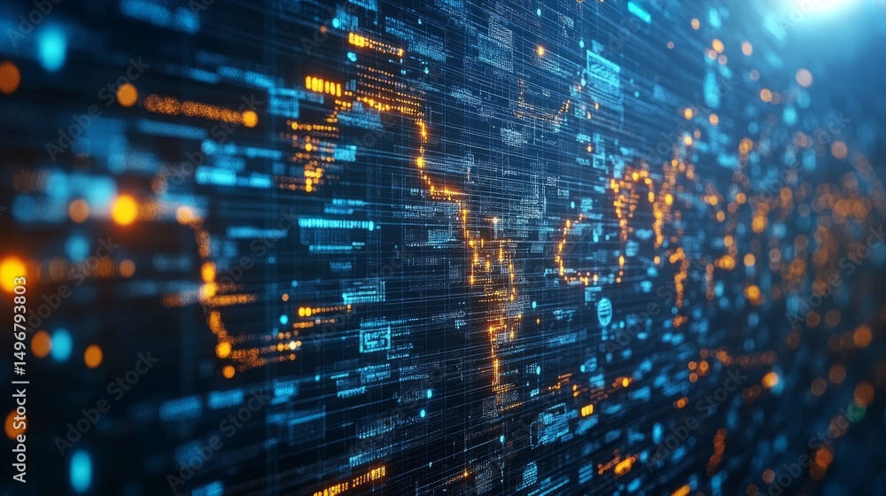 Poster digital world abstract: a futuristic abstract image symbolizing global connectivity, data flow, and 