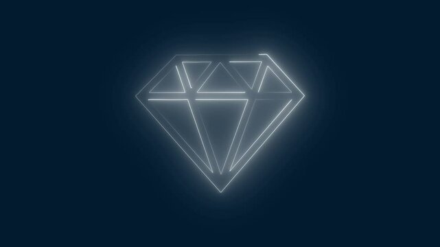 white color Neon Glow Dimond Icon - Perfect for Modern Interfaces, on a dark background. Great for tech, design, or premium content. 
