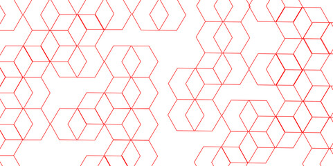 Abstract white background with red hexagons seamless pattern and geometric in vector design. Futuristic blue neon honeycombs. Modern technology design .Minimal style website banner, decoration .	
