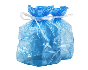 Fototapeta premium Two blue plastic bags tied with white string