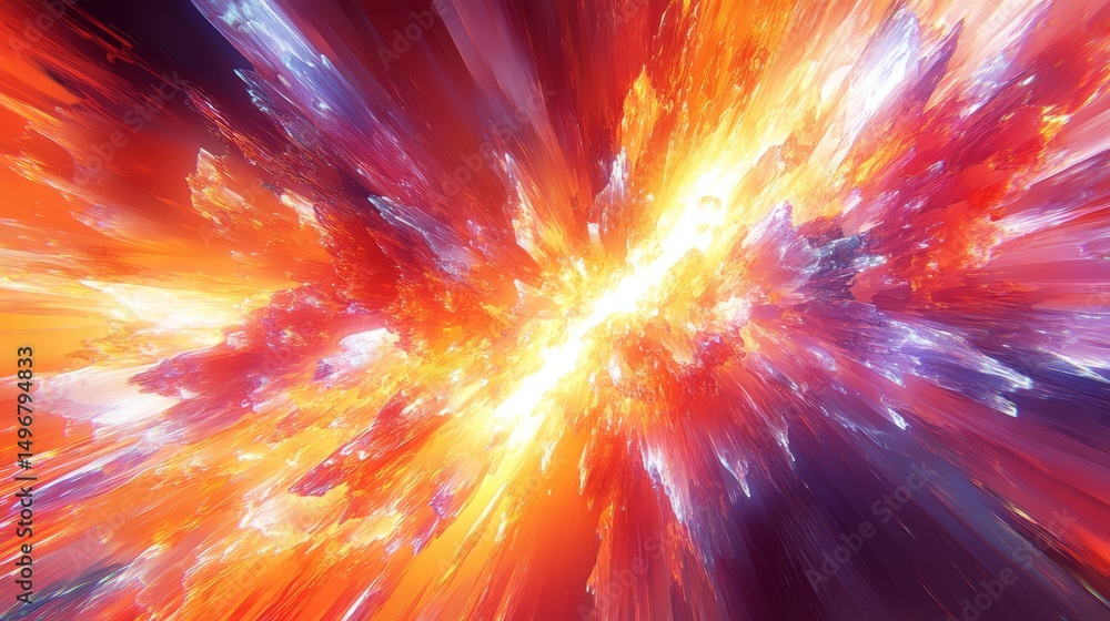Poster cosmic burst of energy: a mesmerizing display of cosmic energy explodes with vibrant colors, creatin