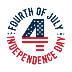 Fourth of July independence day graphic with patriotic stars and stripes number design.

