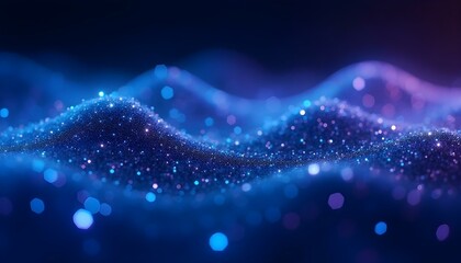 Digital wave of interconnected hexagons and circuits in gradient shades of electric blue and violet, dynamic flow and depth, representing advanced network technology 