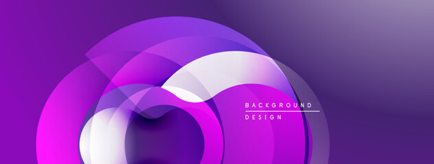 Abstract purple layers create dynamic circular composition. Modern design element for backgrounds, presentations. Smooth gradients, vibrant hues.
