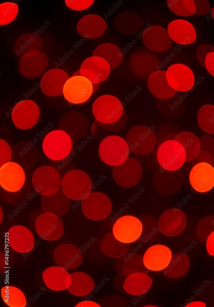 Poster an abstract bokeh background featuring soft, blurred circular lights in enchanting shades of red and