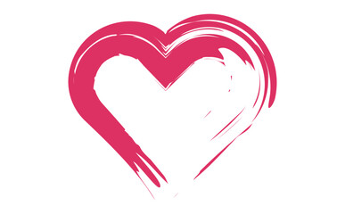 Pink love heart made of rough strokes isolated over white background, Hand drawing vector illustration
