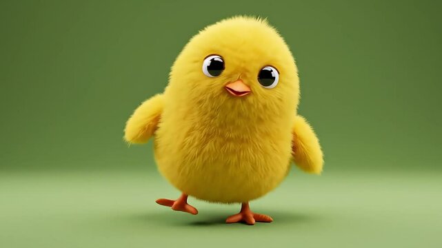 Adorable Fluffy Yellow Chick 3D Rendered Baby Bird Illustration