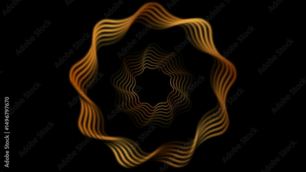 Poster golden geometric smooth twisted wavy curved element abstract luxury background. seamless looping art