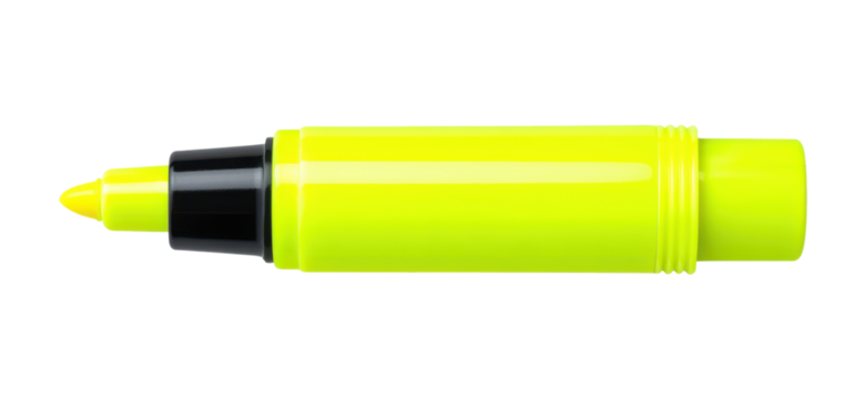 yellow marker pen isolated on white or transparent png