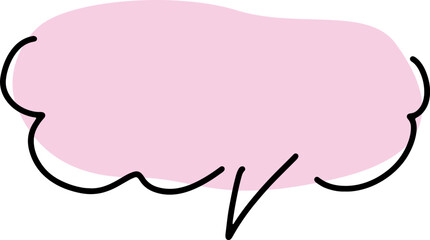 speech thoughts cloud balloon hand drawn black curved lines simple lines with a pale cute pink fill with rounded corners
