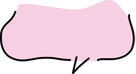 funny speech bubble hand drawn black curved lines simple lines with a pale cute pink fill with rounded corners
