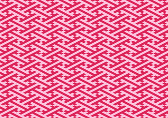 Red Sayagata Japanese Pattern on Pink – Seamless AI Vector