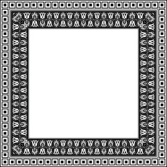 Obraz premium Decorative square frame Elegant element for design in Greek style, place for text. Floral square border. Lace illustration for invitation, greeting card, textile, engraving, embroidery, porcelain