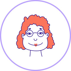 Hand drawn woman doodle face. Simple lady avatar portrait for social media, apps, icons, website