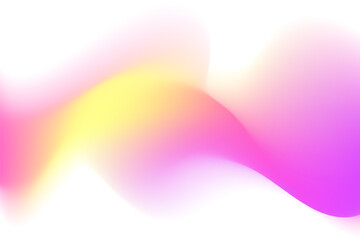 Pink, yellow blurry wave form, iridescent smooth gradient brush stroke isolated motion element, transparent background. Dream glow abstract dynamic watercolor shape.