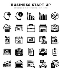 Set of Business Start Up Icons Lineal Filled icons collection.