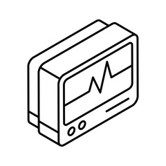 A customizable isometric icon of ekg monitor screen