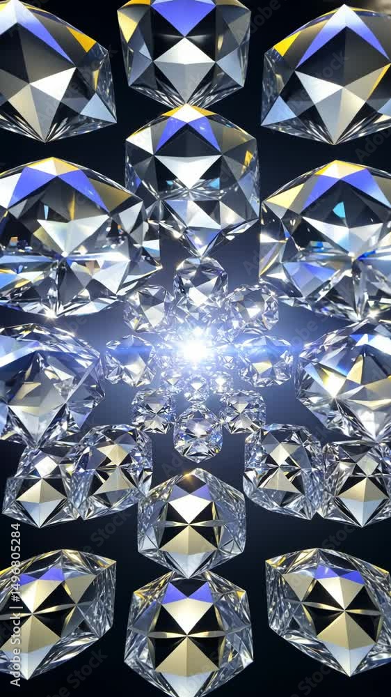 Poster A close up of many small diamonds. The diamonds are all different sizes and shapes. They are all facing the same direction