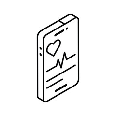 Grab this isometric outline icon of healthcare app