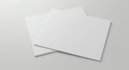 Mockup: Two Blank Square Papers Stacked White Background Printable Template