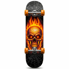 Flaming Skull Skateboard Graphic Design Streetwear Extreme Sports