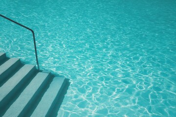 Obraz premium Turquoise swimming pool ripples under bright summer luxury light