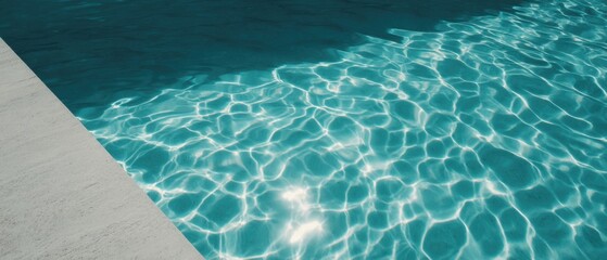 Turquoise swimming pool ripples under bright summer luxury light