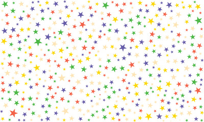 colorful star pattern background, vibrant multicolored stars in red, blue, green, yellow, and purple on white canvas for creative projects, party decorations, and festive designs