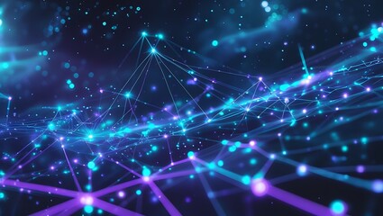 Obraz premium An abstract cosmic web of glowing blue lines and points